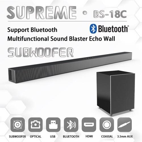 BS-18C Home Theater Bluetooth Speaker Echo Wall High Power Independent Active Subwoofer 3D Stereo Music Center TV PC Sound Bar
