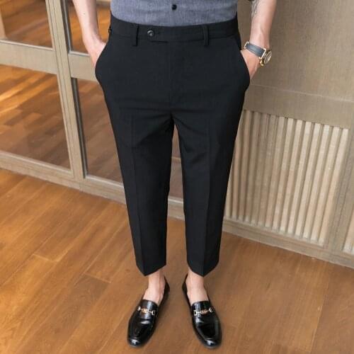 Pants Mens Business Slim Spring Summer Korean Casual Youth Trend Office A Formal Occasions New Interview Black College