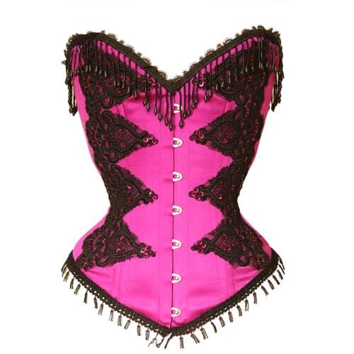 Daisy Black Lace Overlay Waist Slimming Satin Burlesque Corset Top Costumes