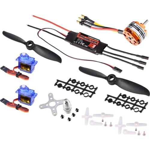 D2822 2600KV Brushless Motor Hobbywing 30A ESC 9G Micro Servo 4.1*4.1E Prop Power System Combo Set for RC Fixed Wing Aircraft