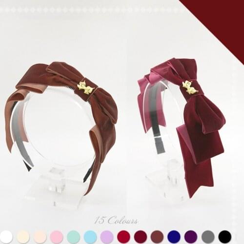 Elegant Handmade Vintage Velvet Bows Hairband KC Lolita Sweet Daily Headband Headwear Joker 15 Colors