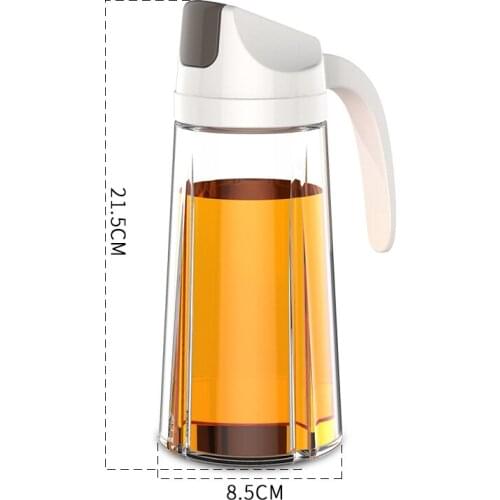 Leak-Proof Glass Oil Bottle Automatic Opening Closing Oil Pot Durable Non-Slip Handle Kitchen Oil Storage Jar Cooking Suppl