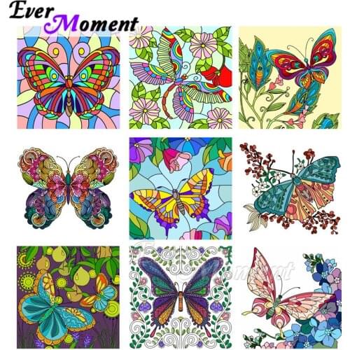 Ever Moment Diamond Painting Picture Of Rhinestone Colorful Butterfly Flower Full Square Drill Diamond Embroidery ASF2059