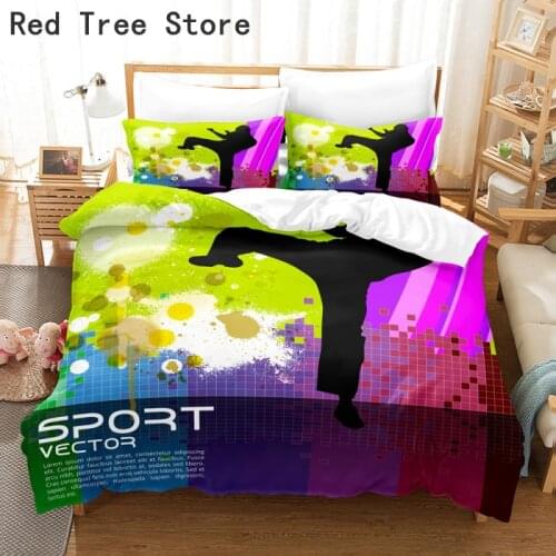Kung Fu Martial Art Printed Beddng Set Queen King Size Comforter Bed Linen High Quality Duvet Cover with Pillowcase for Kids Boy