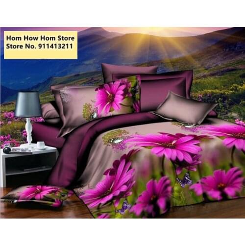 3D Printed bedding Set Bed Sheet Duvet Cover 2 Pillowcase King Queen size Colorful Strip Fushcia Flower Adults Couples Bedspread