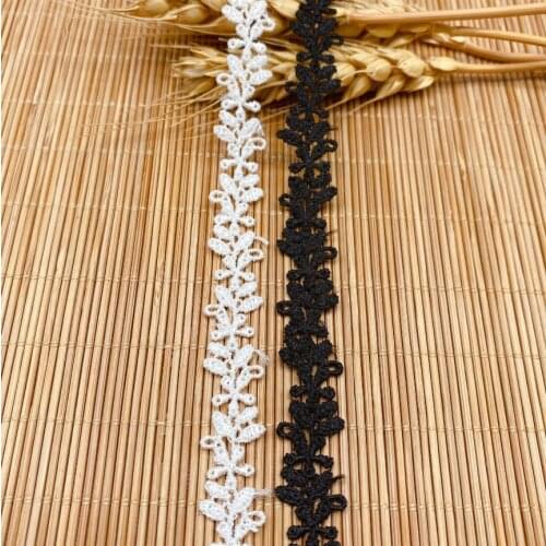 5 Yards/lot Width 1.1cm Black White Lace Trim Ribbon Water Soluble Flower Embroidered Lace Decor DIY Craft Dress Sewing Supplies
