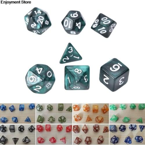 Hot Selling 7pcs Dices DND D&D Games Set D10 Multi-Sided Gem Dice Die