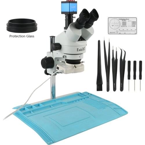 3.5X-90X Simul-Focal Trinocular Stereo Microscope Professional Vertical Zoom+13MP HDMI/VGA Microscope Camera For PCB Soldering