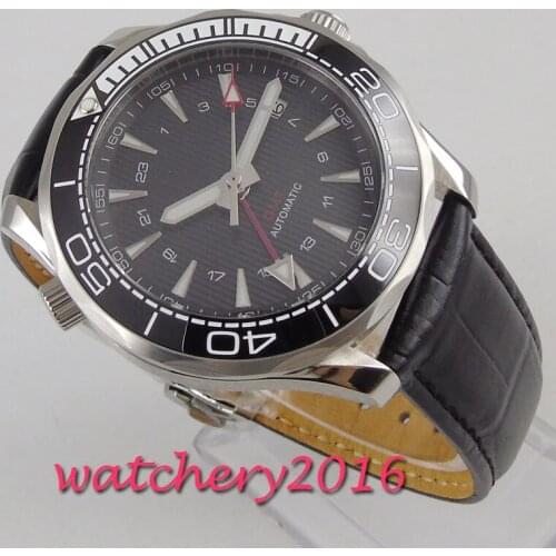 41mm bliger black sterile dial ceramic bezel date sapphire glass gmt Top Brand Luxury Automatic Movement mens watch