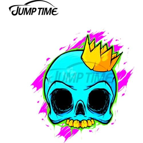 Jump Time 13 x 10cm For Blue Crown Skull Decal Anime Scratch-Proof Car Stickers Laptop Motorcycle Windshield Car Styling