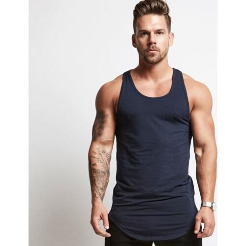 2021 New Gym Sport Tank Top Men Fitness Bodybuilding Workout Cotton Sleeveless shirt Male Summer Casual Solid color Vest Tops