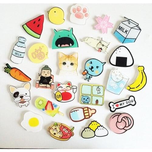 New Arrival 1Pcs Multi Shapes Lovely Cartoon Icons on The Pin Kawaii Icon Badge For Clothing & Hats Acrylic Badges