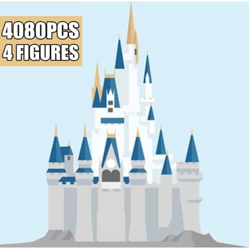 New 4080PCS Cinderella Castle Princess Friends Hall House City Friends Streetview Model Building Block Brick Kid Toy Gift 16008