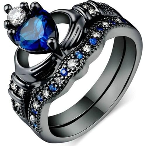 Couple Rings Men Stainless Steel Celtic Dragon Ring Black Zircon Womens Wedding Band Rings Set Valentines Day Jewelry