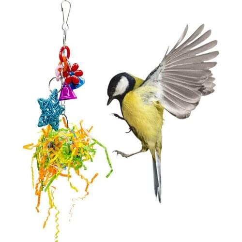 Plastic Bird Chewing Toy Bells Rattan Star Bird Toy Parrot Bird Hanging Toy For Budgie Parakeet Cage Parrot Accessories Supplies