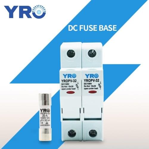 DC 2P 1000V PV Solar Fuse Fusible 10x38MM gPV with LED Fuse Holder for Solar PV System Protection YROPV-32