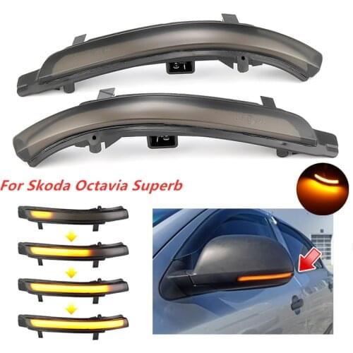 2Pcs Rearview Mirror Streamer Lights For Skoda Octavia Superb LED Dynamic Turn Signal Rearview Mirror Indicator Blinker Light