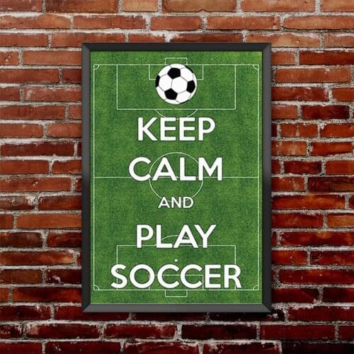 Football Field Poster Wall Art Canvas Painting Prints Keep Calm and Play Soccer Quotes Poster Wall Pictures Kids Room Decor