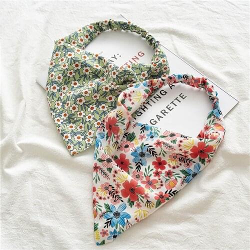 Floral Print Headband Hair Scarf Scrunchies Vintage Triangle Bandanas Hairband Headband Elastic Hair Bands Headwrap Accesories