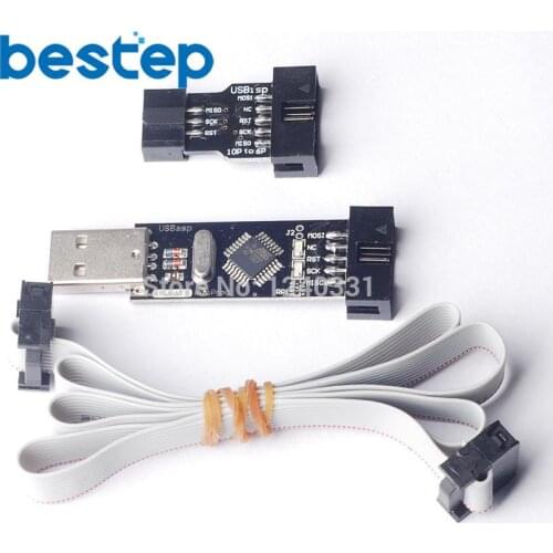 USBASP/USBISP + STK500 10Pin to 6Pin Adapter 3.3V/5V AVR Programmer USB Download Line ATMEGA128 ATMEGA8 USBASP USBISP AVRISP
