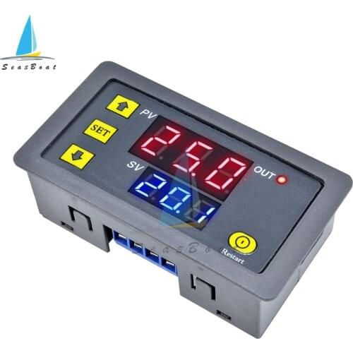 AC 110V 220V DC 12V 24V Timer Relay Adjustable Digital Time Cycle Delay Switch Module LED Dual Display 0-999 Second Min Hour