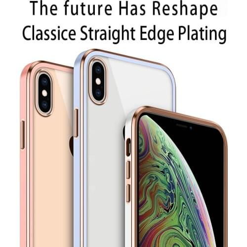 Luxury Fashion Protection Shockproof Silicone Square Plating Clear Phone Case For iPhone X XS Max XR Back Cover Fundas Coque Bag