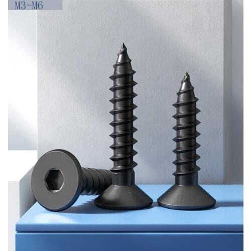 [M3M4M5M6] 8.8 level flat head black hexagon socket self-tapping screws countersunk self-tapping screws