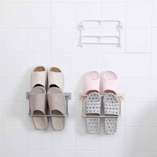 Bathroom Foldable Wall Shoe Rack Shoe Organizer Drainer Hanger Shoes Hanging Holder Slippers Drain Storage Shelf Rack