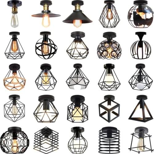 Modern Led Ceiling Lamp Retro Industrial Ceiling Lamp Shade Retro Attic Living Room Kitchen Cage Home Decoration