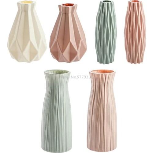 Modern Vases Decoration Home Nordic Style Ceramic Flower Arrangement Living Room Origami Flower Pot for Interior Plastic