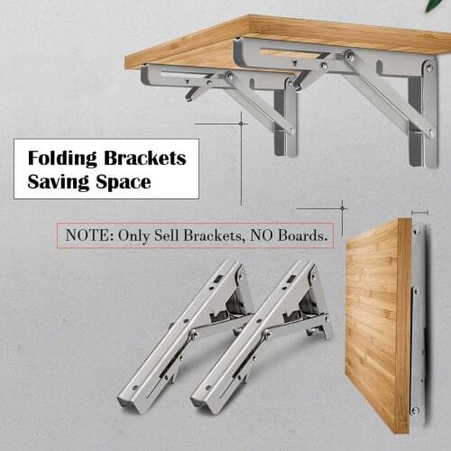 2PCS Triangle Folding Angle Brackets Heavy Support Stainless Steel Adjustable Wall Mounted Black Board Shelf Furniture Hardware