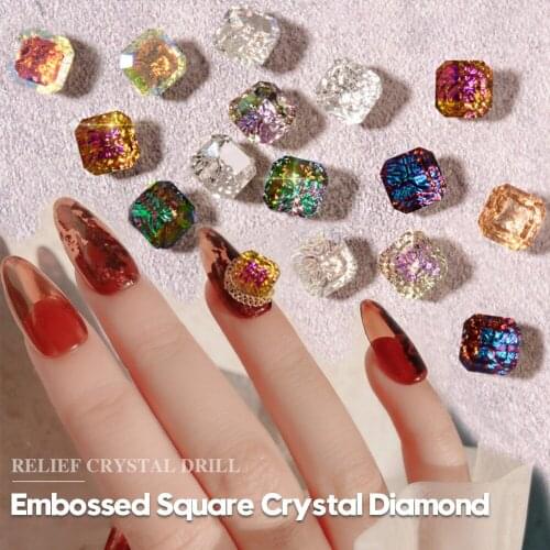 Top Quality 8mm Rounded edges Square Shaped Rhinestone Glue On Rhinestones Glitter Glass Nail Art 3D Nail Art Decoration