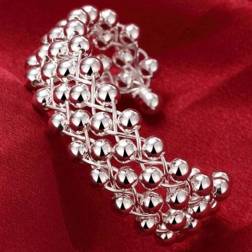 Wholesale Price 925 Sterling Silver Jewelry Smooth Grapes Beads Ball Bracelet Bangles Fashion Gifts 2019 New