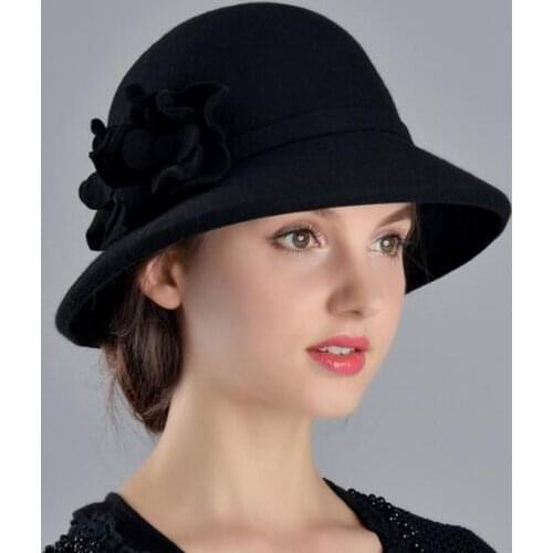 Women Hat Autumn Winter Wool Caps Keep Warm Elegant Lady Fashion Hat England Style Fedoras