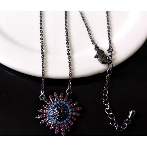 10 Pcs Turkish Style Evil Eye Double Bails Connector Necklace,CZ zircon Micro pave crystal Charm Jewelry making for woman NK60