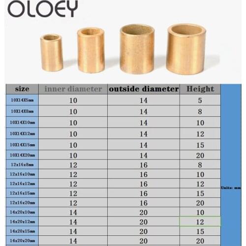 2pcs/lot Inner Diameter 10mm 12mm 14mmm Truck Auto Copper Alloy Shaft Gear Bearing Bushing Starter Motor BronzeBush