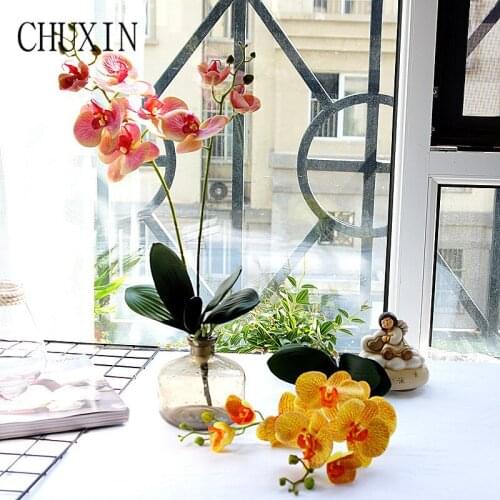 3D big 2 fork with leaf phalaenopsis artificial flower home hotel shopping mall decoration decoration wedding photography props