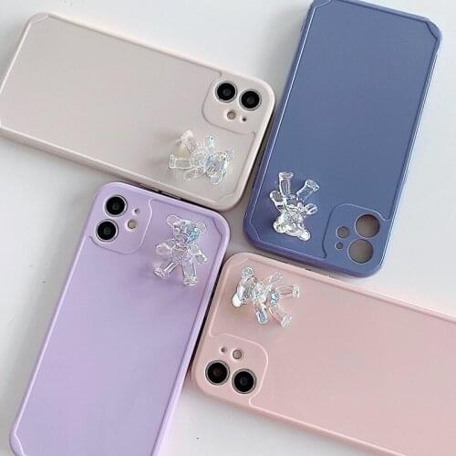 3D Colorful Bear Cute soft Silicone Phone Case For iPhone 11pro Max XR XS Max X XS 7 8 Plus Straight photo frame Back Cover
