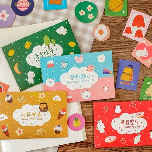 40 pcs Strawberry Dessert Animal Journal Decorative Stickers Scrapbooking Stick Label Diary Stationery Album Cute envelope stick