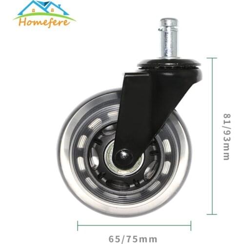 5PCS Chair Caster Wheels 2.5 3 Inch Swivel Rubber Caster Wheels Replacement Soft Safe Rollers Furniture Hardware
