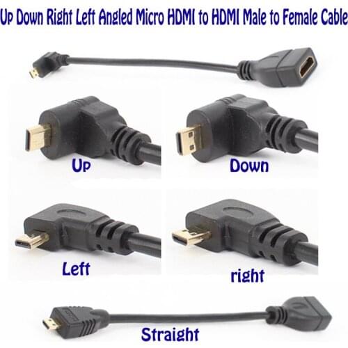 5pcs/lot Up Down Right Left Angle Micro HDMI to HDMI Male to Female Cable for Laptop PC HDTV 1.4V hdmi Micro hdmi Angle adapter