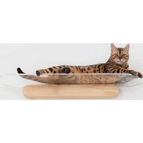Acrylic Cat Jumping Board Wall-Mounted Cat Climbing Frame Cat Platform House DIY Cat Tree Toy Cat Hammock Bed Wood Pet Furniture