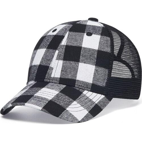 Baseball Cap Women Ponytail Dad Hat Curved Bill Mesh Breathable Summer Sun Beach Adjustable Plaid Sports Accessory For Teenagers