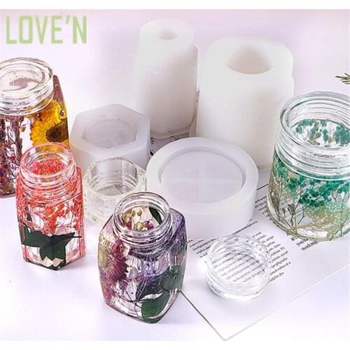 LOVE'N OEM LV067J Storage bottle with lid XL stash jar silicone molds For Diy Epoxy Resin Art Handmade Jewelry Craft Making