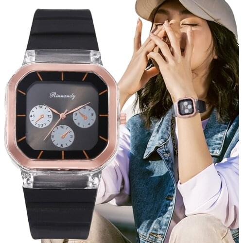 Black Women Fashion Luxury Brand Watches Simple Square Ladies Wristwatches Drop Shipping Silicone Strap Female Watch Clock