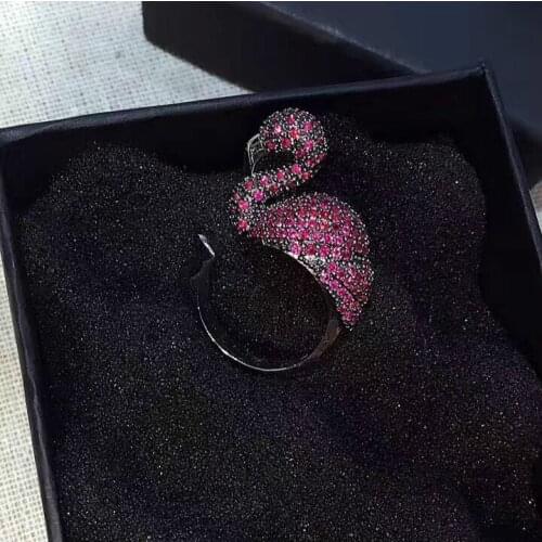 Bird Design Cz Pave Setting Rings For Women Adjustable Size