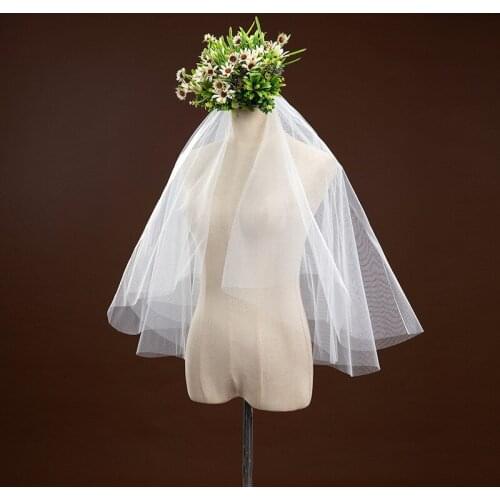 Bridal Veil Wedding Headdress 2021 High-end Fashion Two-layer Light Yarn Soft Short Section Double-layer Plain Combing Phot