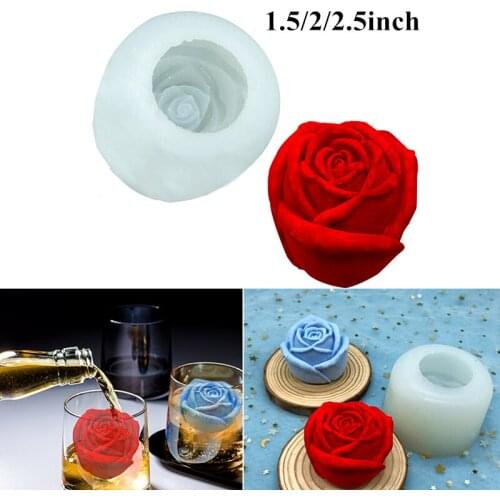 Food Grade Silicone 3D Rose DIY Ice Maker Ice Cube Tray Multi Purpose Pudding Ice Cream Mold for Whiskey Wine Kitchen Suppplies