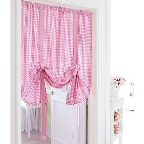 Hot Sale Curtains For Kitchen Window Door Short Plaid Roman Blinds Curtain Pelmet Liftable For Balcony Home Textile