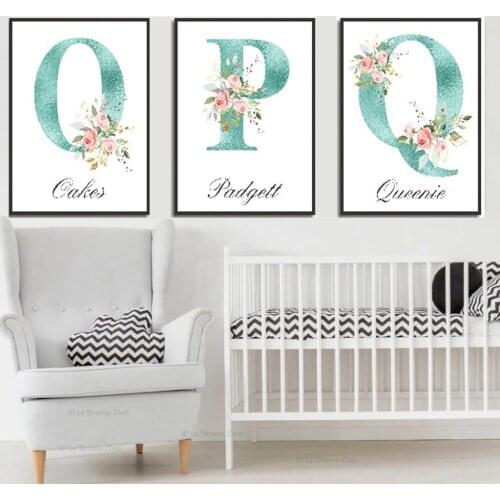 Baby name custom alphabet poster wall art canvas painting Nordic poster child interior decoration wall painting
